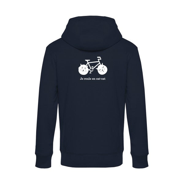 cat-cat-bike sweat shirt original Navy Blue flex Blanc impression Dos
