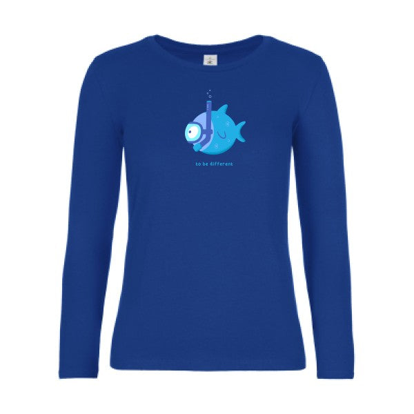 t-shirt lsl femme To-be-different-  Royal Blue flex 