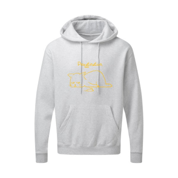 Procatination jaune Or |Sweat capuche imprimé homme