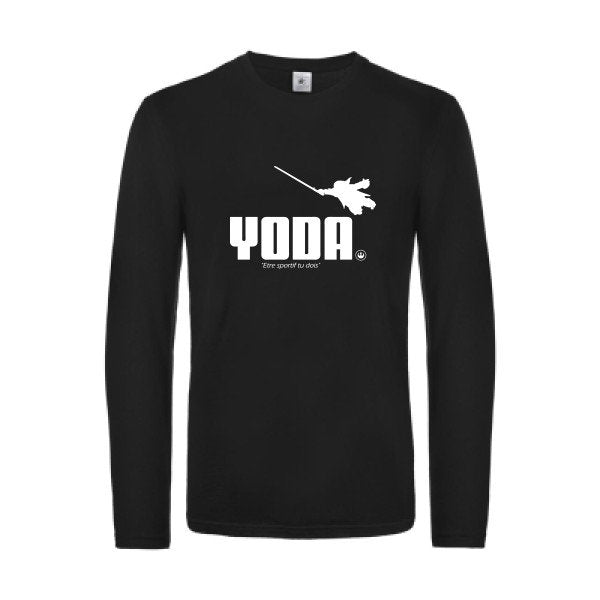 yoda - t shirt- manches- longues- original- humour- Black impression Face