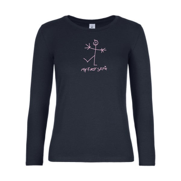 t-shirt lsl femme First-Selfie Navy flex Rose