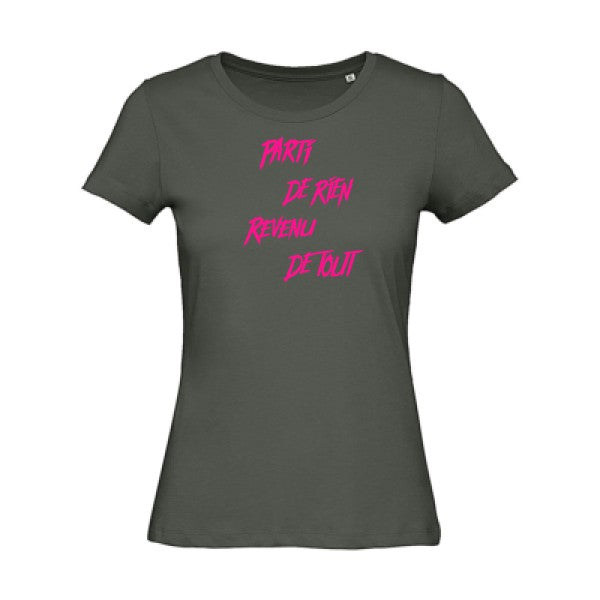 T shirt humour bio femme   femme bio|Parti de rien Rose Fluo 