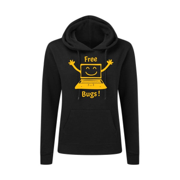 FREE BUGS ! jaune Or |Sweat original à capuche Femme