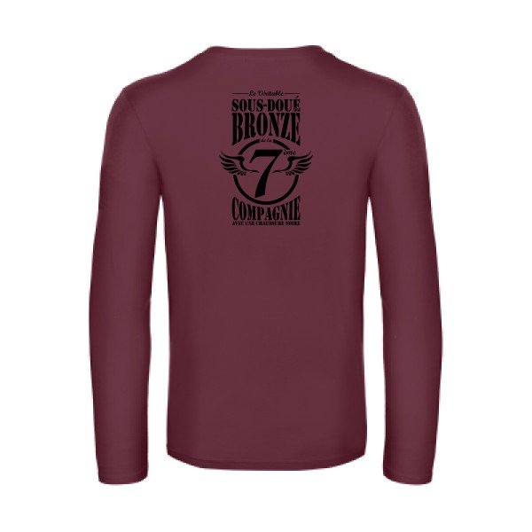 7eme compagnie crew - t shirt- manches- longues- original- humour- Burgundy impression Dos