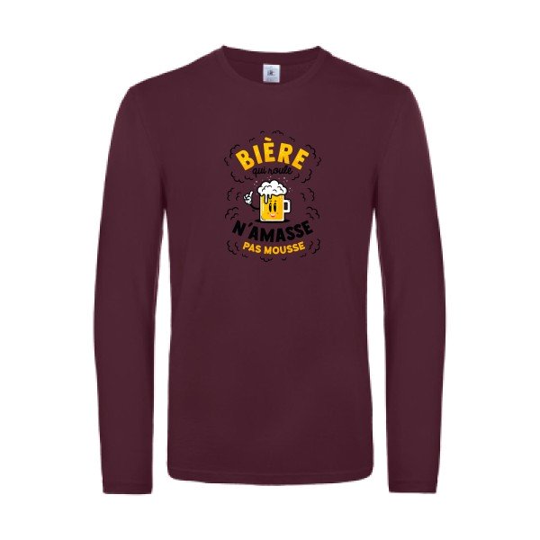 biere-qui-roule-t-shirt-manches-longues-original-humour -Burgundy