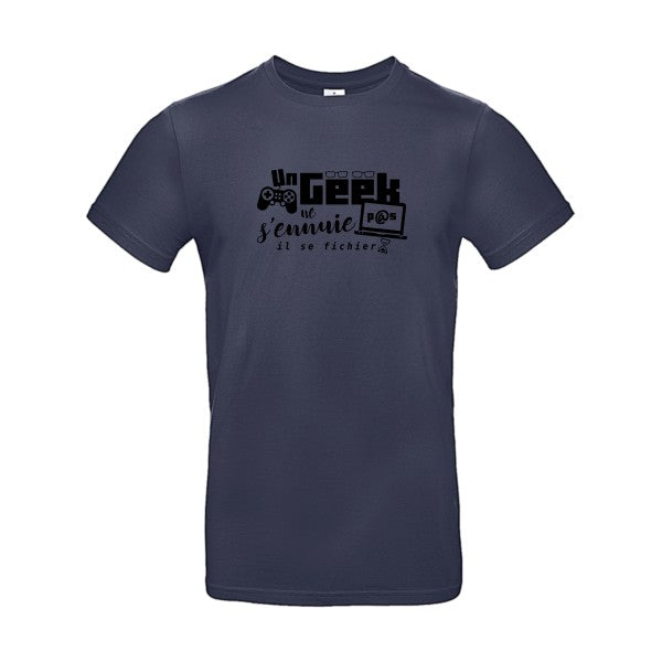 Un geek ne s'ennuie pas Flex noir |E190 T-shirt|Navy Blue||2XL