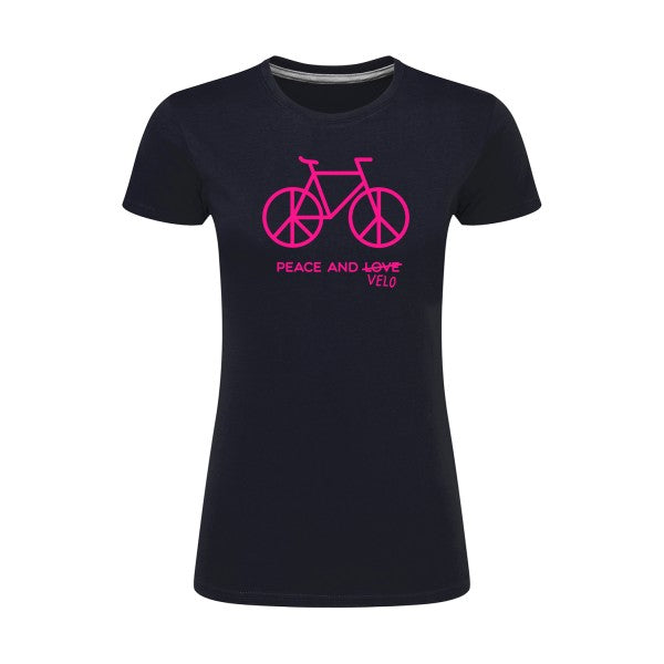 Peace and vélo Rose Fluo |T shirt original femme|SG