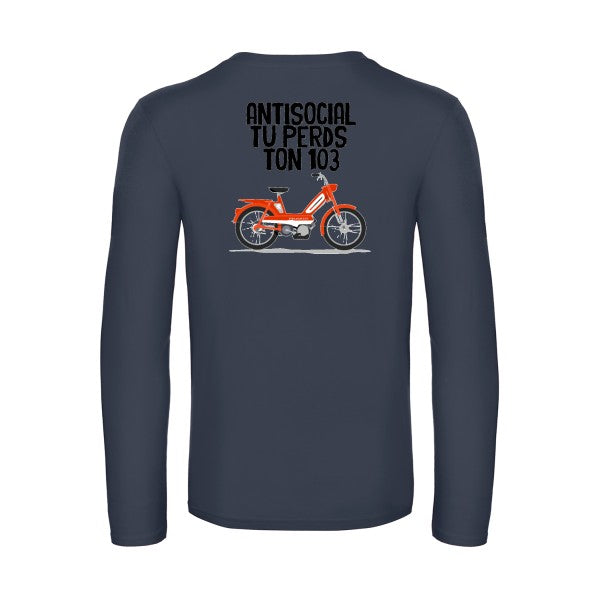 antisocial-t-shirt-manches-longues-original-humour -Navy