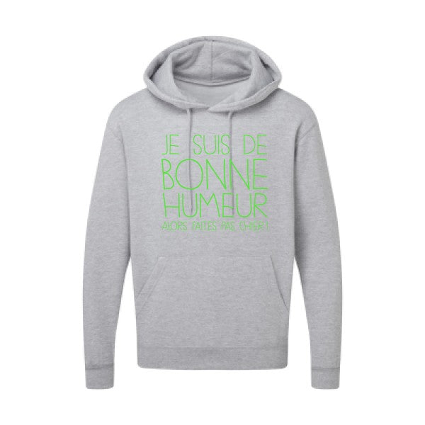 BONNE HUMEUR Vert fluo |Sweat capuche imprimé homme