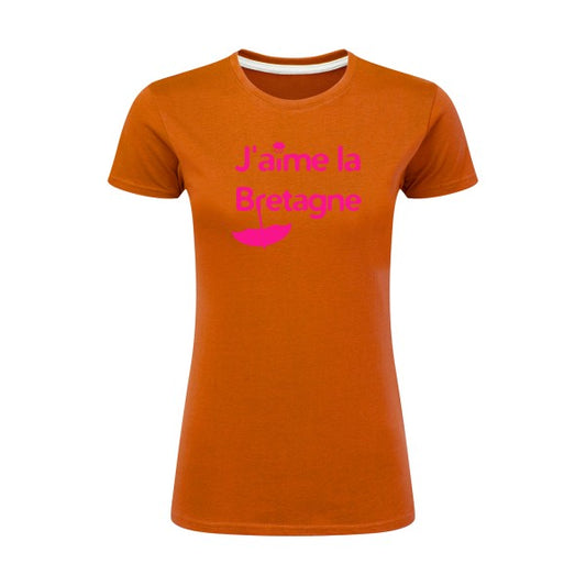 J'aime la Bretagne |Rose Fluo |T shirt original femme|SG