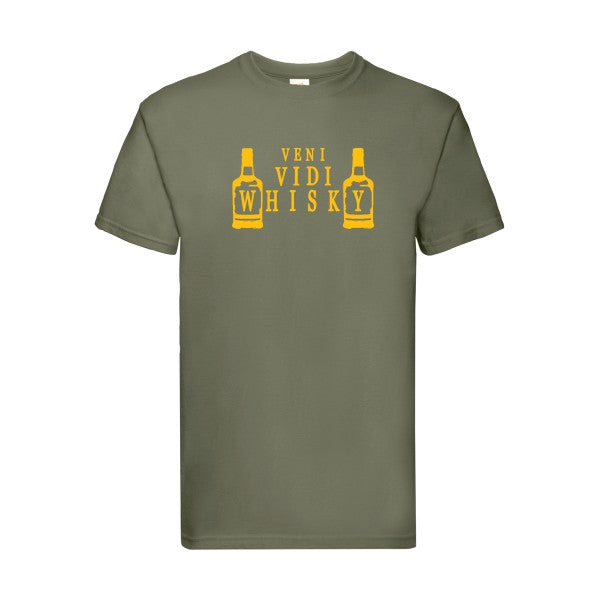 T-shirt|VENI VIDI WHISKY |flex jaune Or| Fruit of the loom 205 g 