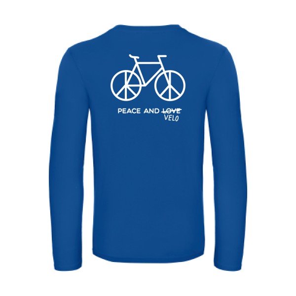 peace and velo - t shirt- manches- longues- original- humour- Royal Blue impression Dos