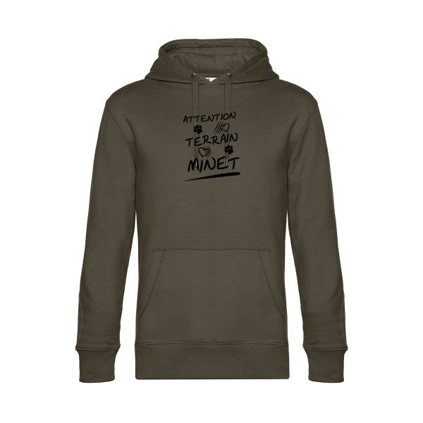 Attention-Terrain-Minet sweat shirt original Khaki flex Noir impression Face