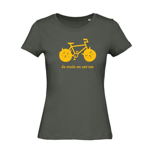 T shirt humour bio femme   femme bio|cat-cat bike jaune Or 