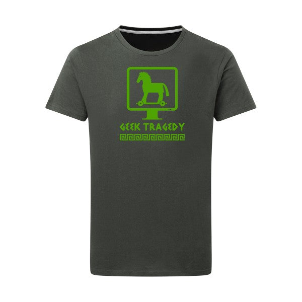 Geek Tragedy vert pomme -Flex vert pomme sur T-shirt SG  Charcoal  5XL