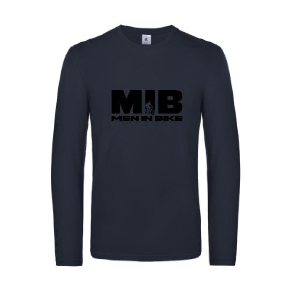 men in bike - t shirt- manches- longues- original- humour- Navy impression Face