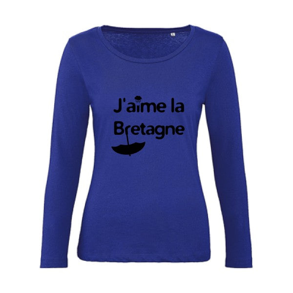 J'aime la Bretagne Noir |   T shirt manches longues femme|100% bio