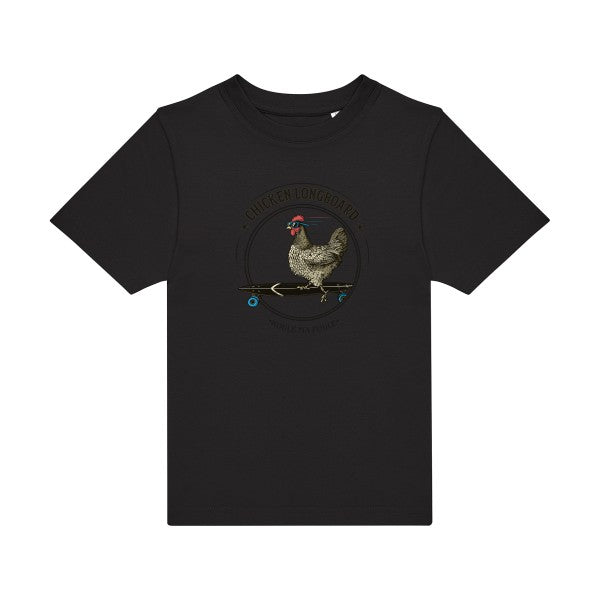 t-shirt humour enfant -Chicken-Longboard- couleur  Black