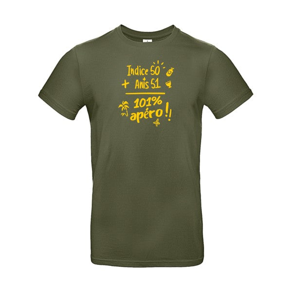 T-shirt humour original 101 Pourcent Apero T Shirt couleur Urban Khaki