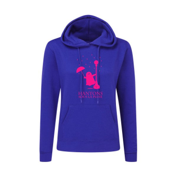 Hantons sous la pluie Rose Fluo |Sweat original à capuche Femme