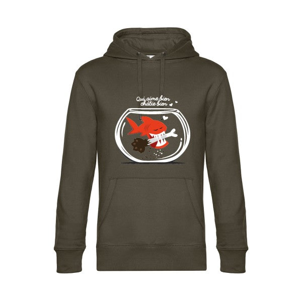 Qui-aime-bien-chatie-bien- Sweat à capuche original Khaki - RueDuTeeshirt