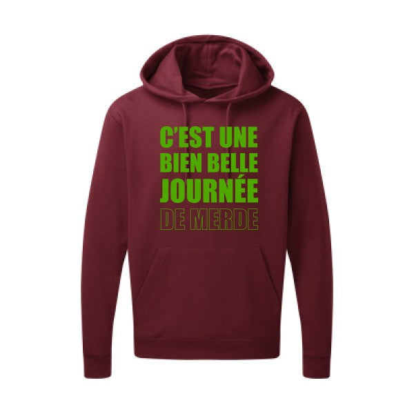 Journée de m... Vert pomme |Sweat capuche imprimé homme