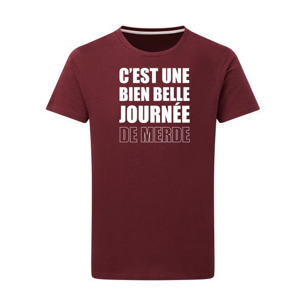 Journée de m... Blanc -Flex Blanc sur T-shirt SG  Burgundy  2XL