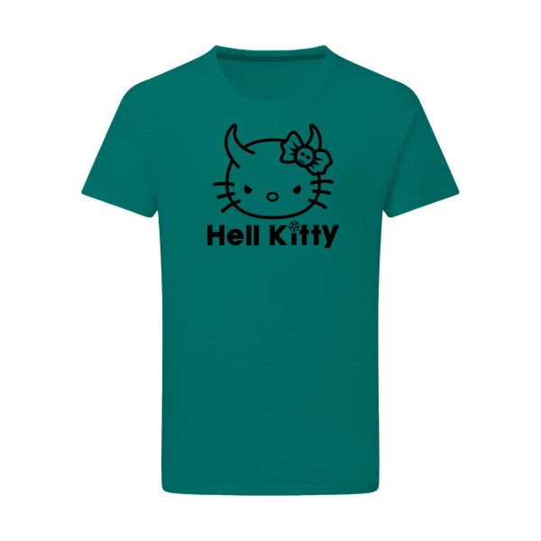 Hell Kitty noir -Flex noir sur T-shirt SG  Emerald Green  2XL