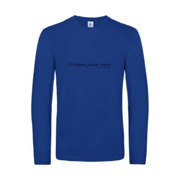 yes vendredi  - t shirt- manches- longues- original- humour- Royal Blue impression Face