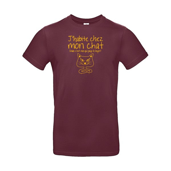 J'habite chez mon chatFlex jaune or - E190 T-shirt|Burgundy||2XL