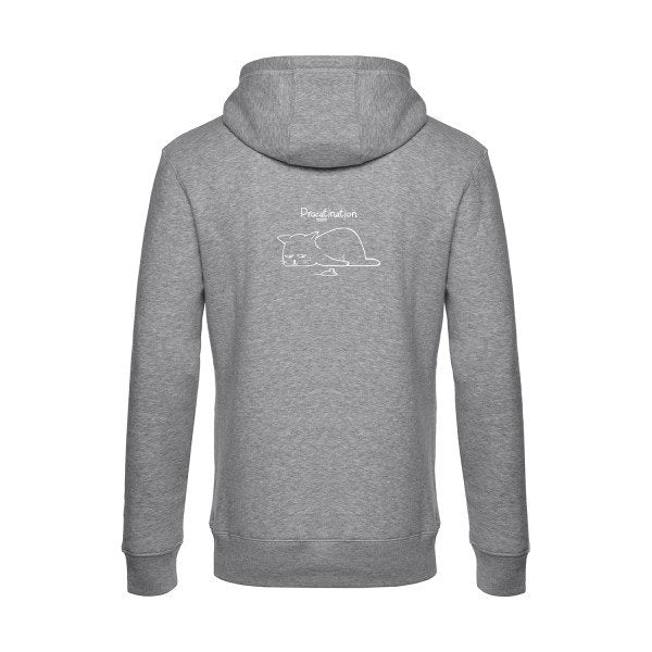 Procatination sweat shirt original Heather Grey flex Blanc impression Dos