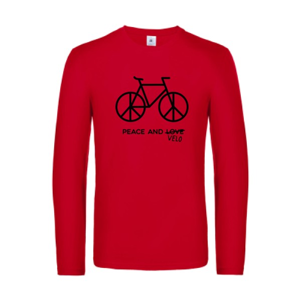 peace and velo - t shirt- manches- longues- original- humour- Red impression Face