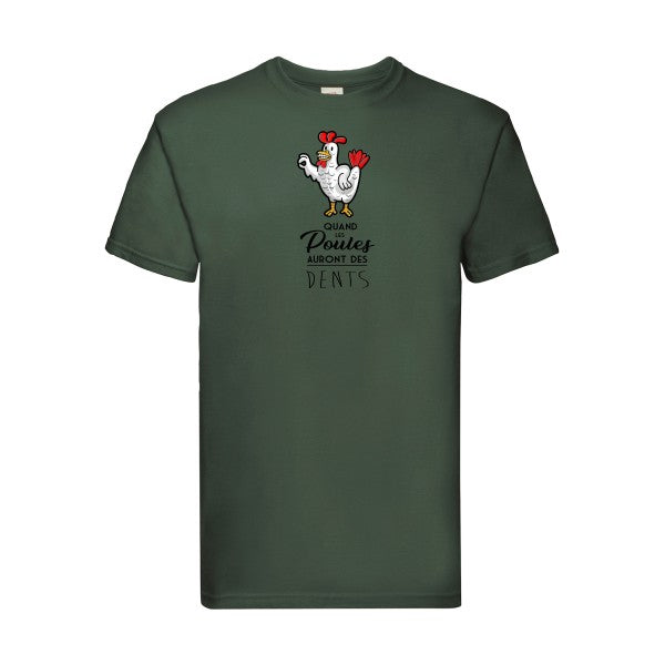 quand les poules auront des dents Fruit of the loom 205 g/m² T-shirt/ bottle green