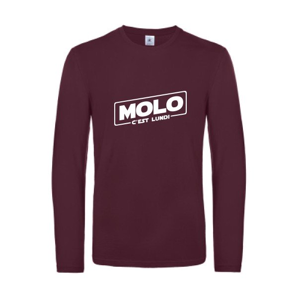 molo c est lundi - t shirt- manches- longues- original- humour- Burgundy impression Face