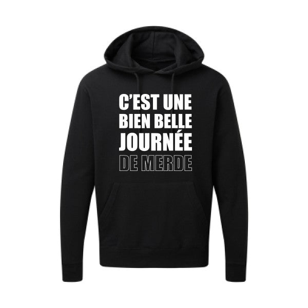 Journée de m... Blanc |Sweat capuche imprimé homme