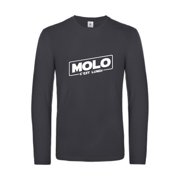 molo c est lundi - t shirt- manches- longues- original- humour- Dark Grey impression Face