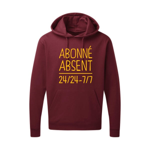 Abonné absent jaune Or |Sweat capuche imprimé homme