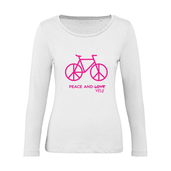 Peace and vÃ©lo Rose Fluo |   T shirt manches longues femme|100% bio