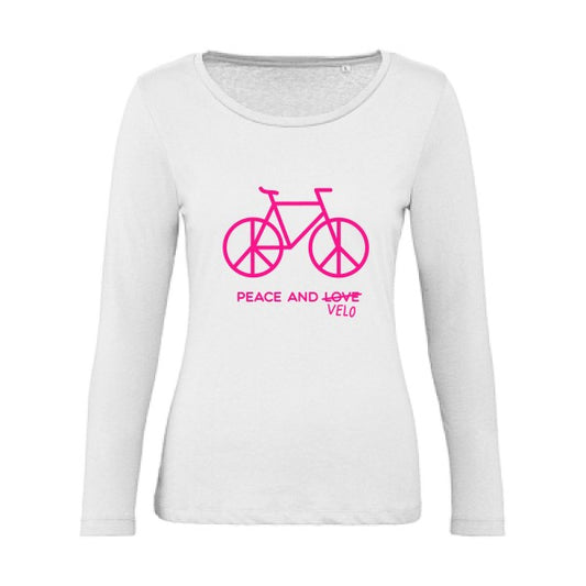 Peace and vÃ©lo Rose Fluo |   T shirt manches longues femme|100% bio