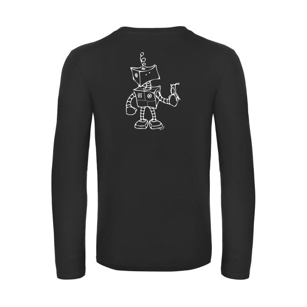 robot & bird - t shirt- manches- longues- original- humour- Black impression Dos