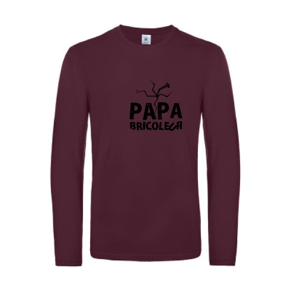 papa bricoleur - t shirt- manches- longues- original- humour- Burgundy impression Face