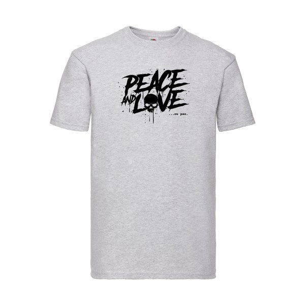 T-shirt|Peace or no peace |Noir  |Fruit of the loom 205  G