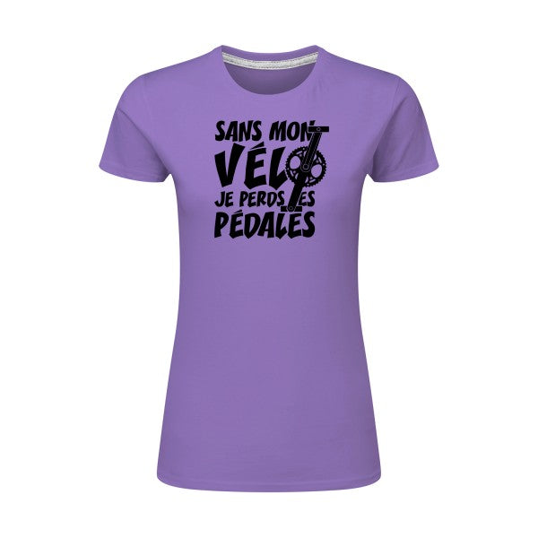 Sans mon vélo, je perds les pédales ! | Noir |T shirt original femme|SG