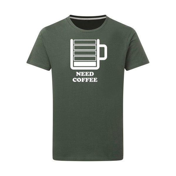 Need Coffee -Flex Blanc sur T-shirt SG  Thyme  2XL