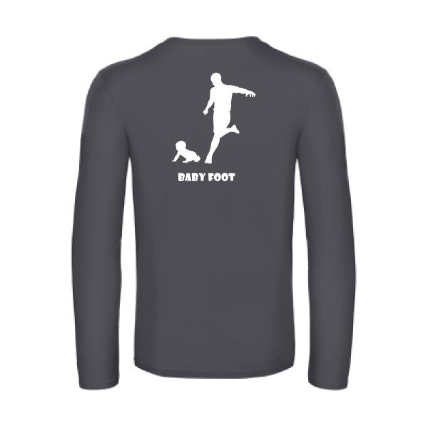 baby foot - t shirt- manches- longues- original- humour- Dark Grey impression Dos