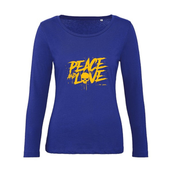 Peace or no peace jaune Or |   T shirt manches longues femme|100% bio