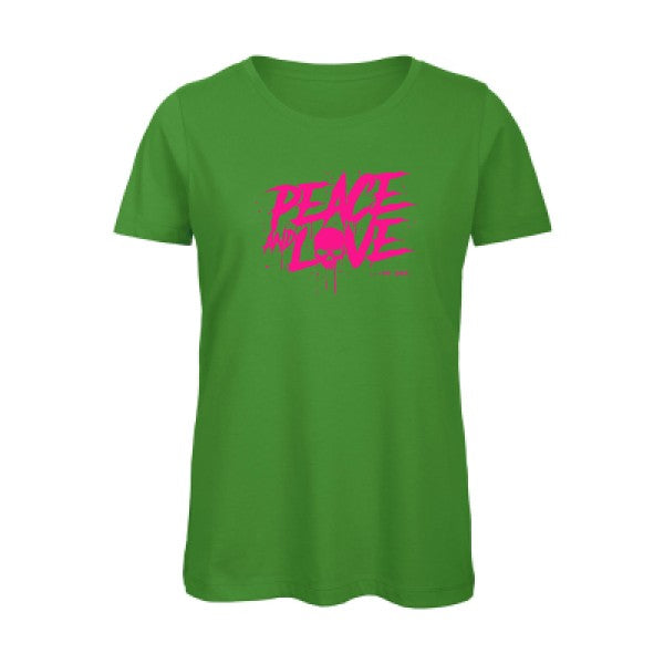 T shirt humour bio femme   femme bio|Peace or no peace Rose Fluo 