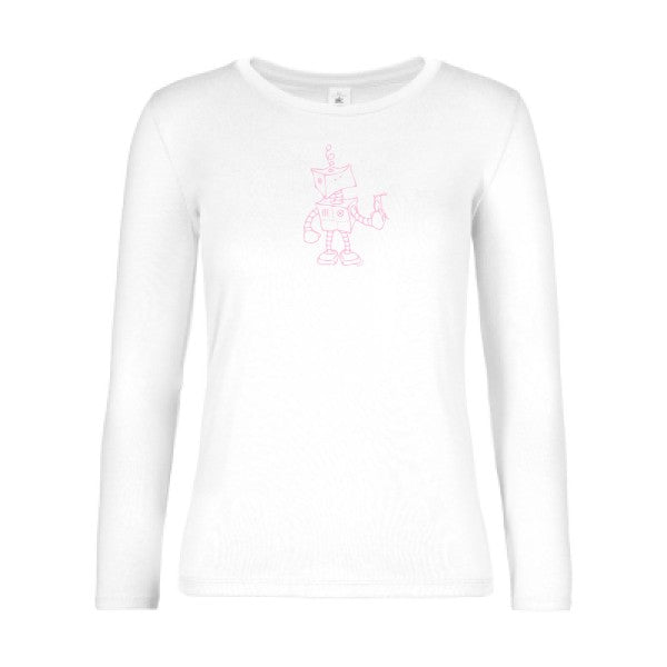 t-shirt lsl femme Robot-&-Bird White flex Rose