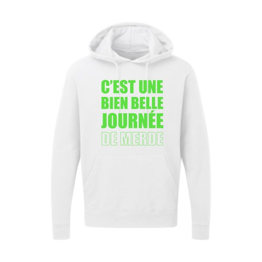 Journée de m... Vert fluo |Sweat capuche imprimé homme