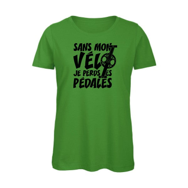 T shirt humour bio femme   femme bio|Sans mon vÃ©lo, je perds les pÃ©dales ! Noir 